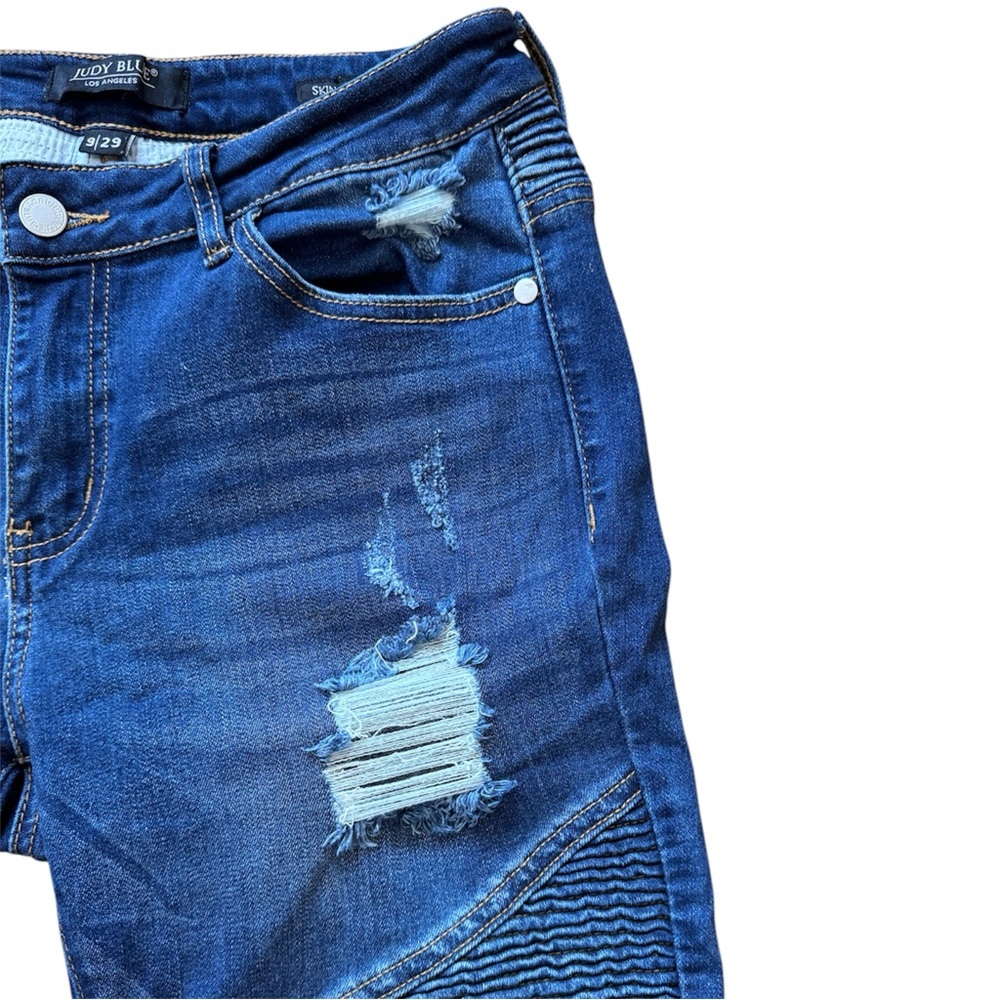 Judy Blue Women 9/29 Jeans Skinny Fit Style JB8469 Distressed Moto Denim Grunge - Picture 8 of 16